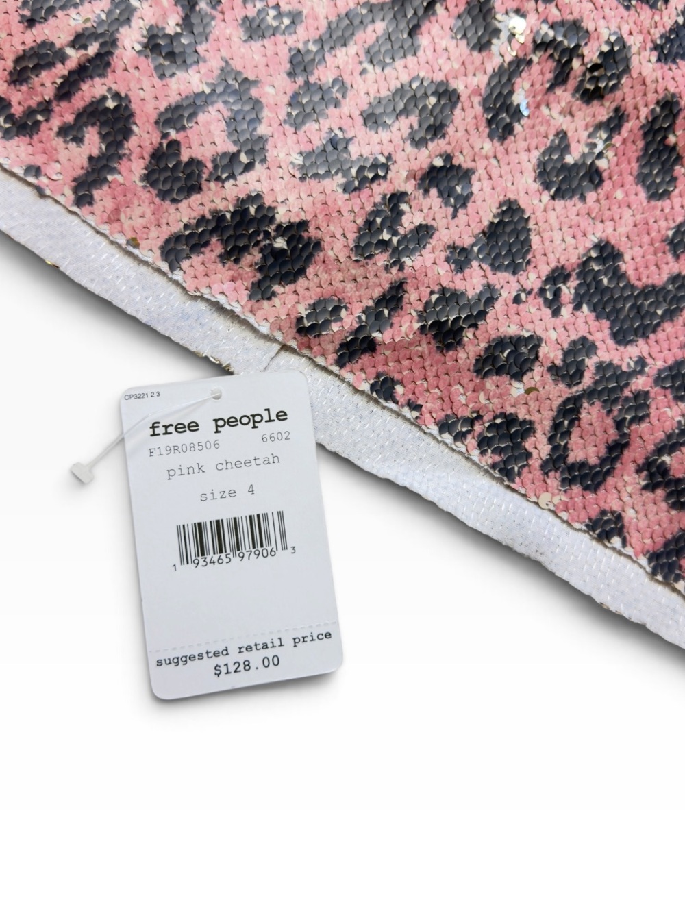 FREE PEOPLE PINK CHEETAH SEQUIN MINI SKIRT - NWT! - Picture 5 of 7